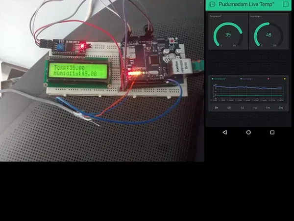 DHT22 WIth I2c 1602LCD Display and Blynk App
